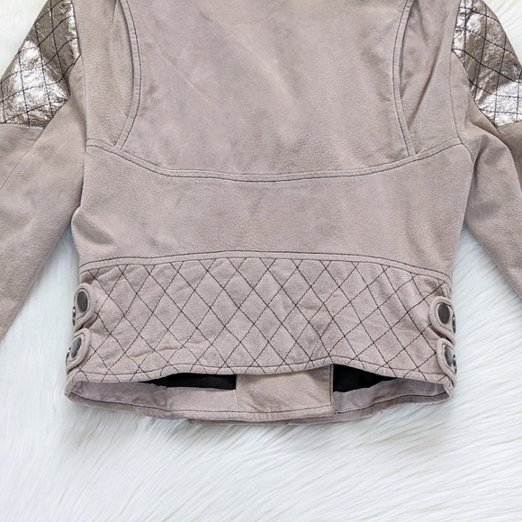 Dallin Chase Suede Leather Moto Jacket With Gold Trim Size Small - Picture 8 of 13